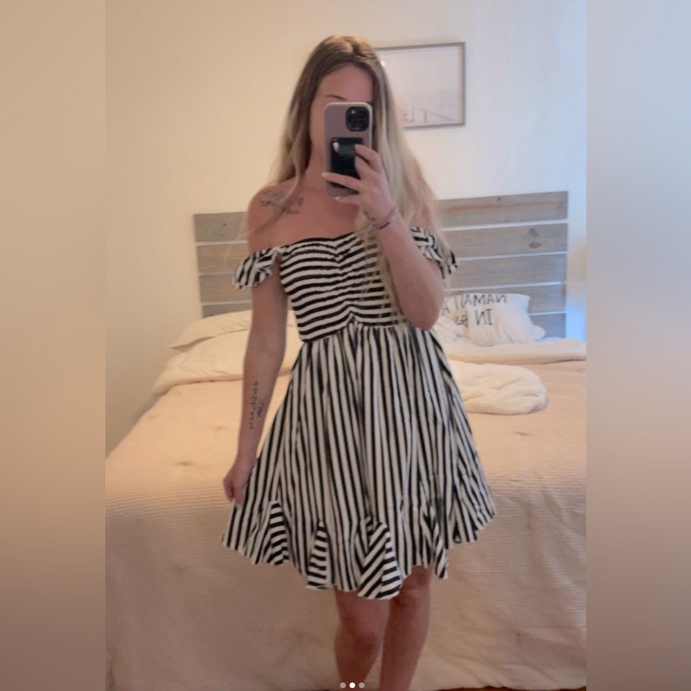 Small black and white striped dress